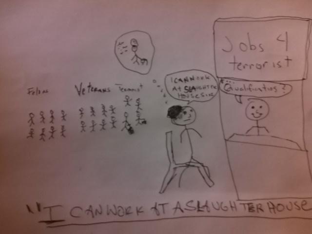 POWCOIN's tweet photo. #Jobs4ISIS  "and....Qualifications .. ? "  ///////  "I can work at a slaughter house http://t.co/gH6FBMewgB
