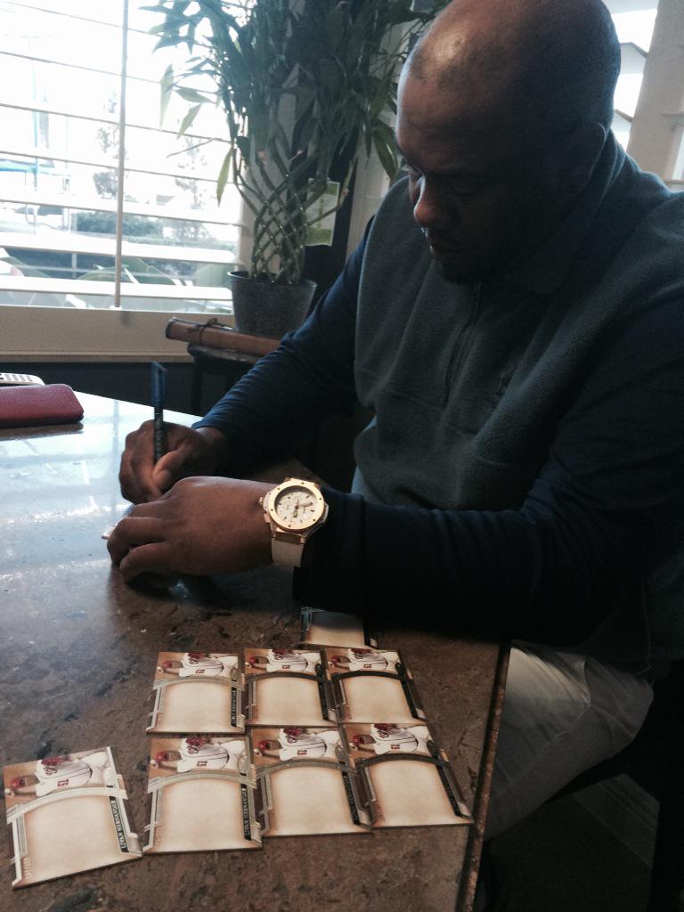 Spent the morning with birthday boy -Livan Hernandez signing cards for - happy 40th ! 
