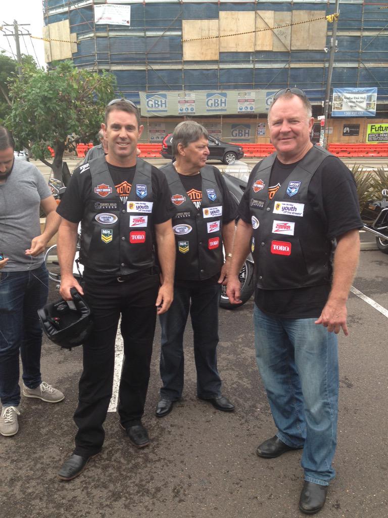 .<a href="/BradFittler/">Brad Fittler</a> and the #hogs4homeless crew are ready to hit the road. Great blokes supporting a great cause. <a href="/NSWRL/">NSW Rugby League</a>