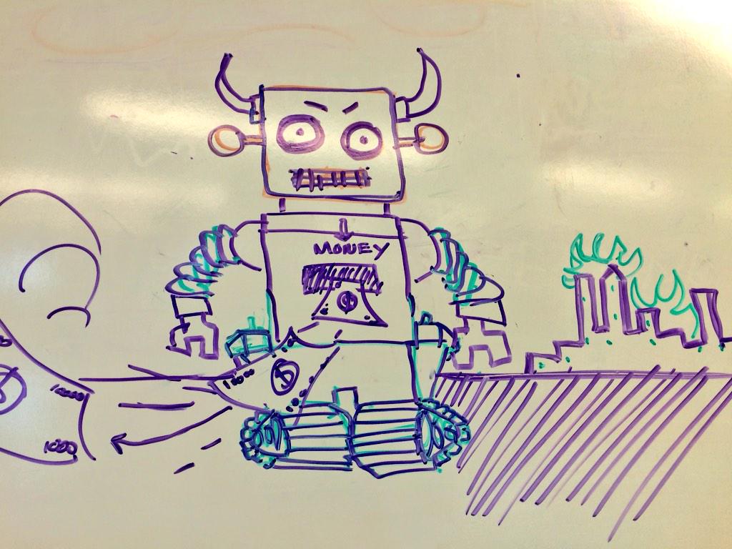theChrisDo's tweet image. This is how @josecaballer sees me. #EvilRobot #WIAD15pdx Must make money.