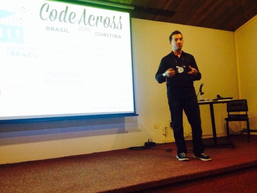 OpenBrazil's tweet photo. Nima Kaz at #CodeAcross #openbrazil #OpenDataDay #govtech #opengov http://t.co/8QOmC02LLg