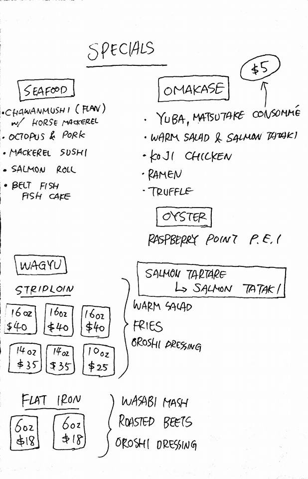 Specials of the day, from the chef himself! #thazardmtl #Montreal