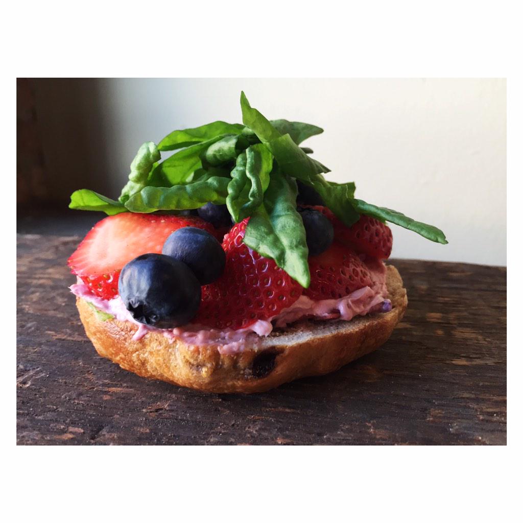 Fruit salad | cranberry jam spread | sorrel