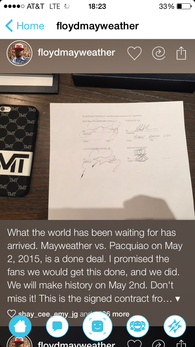 JUST IN: Floyd Mayweather/Manny Pacquiao boxing match is confirmed for May 2, Mayweather announces.