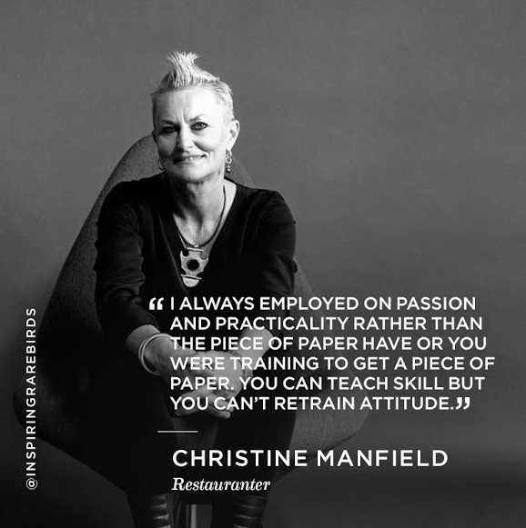 Entrepreneur thought leadership from Rare Bird Christine Manfield..."I always employed on..."  ow.ly/Jq4T6