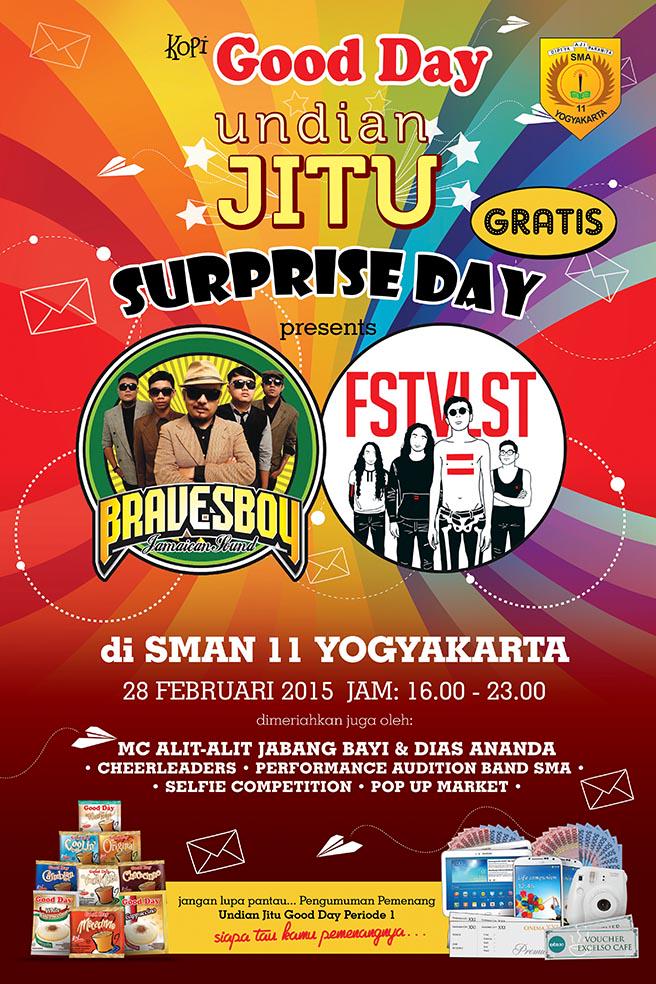 #jogja <a href="/fsukendra/">Fajar Sukendra</a>: 28/2/15 16.00-23.00 surprise day w/ bravesboy &amp; FSTVLST di SMAN 11 Yk | Gratis
