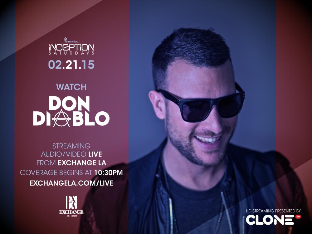 Clone__TV's tweet photo. TOMORROW: Stream @DonDiablo Live in HD from ExchangeLA at http://t.co/ojaSh7kCIC http://t.co/iu1mVjkzZk