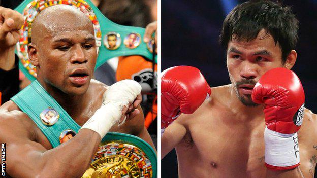 BBCNewsAsia's tweet photo. "Richest fight in history" - @MannyPacquiao​ and @FloydMayweather showdown set for 2 May http://t.co/SxEQxBnphd http://t.co/DGMrKIRNgt