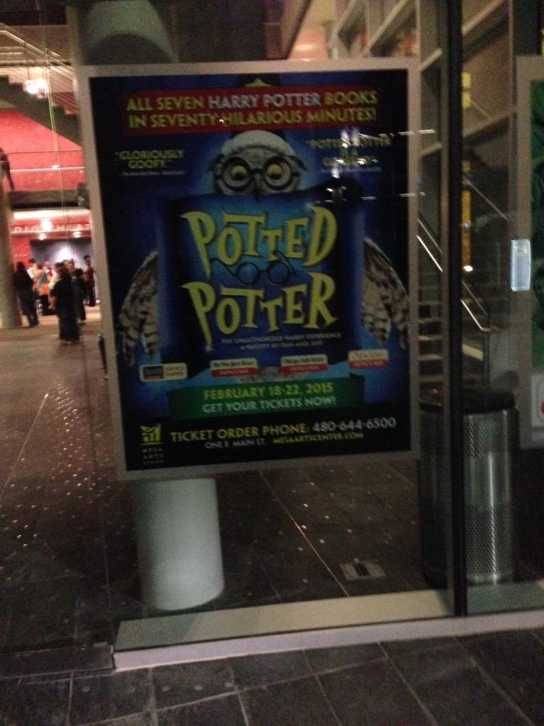 cactussooner's tweet photo. Getting excited to see @PottedPotter @MesaArtsCenter.  I hope that I don't see Voldemort. http://t.co/gx4HUVjzgY