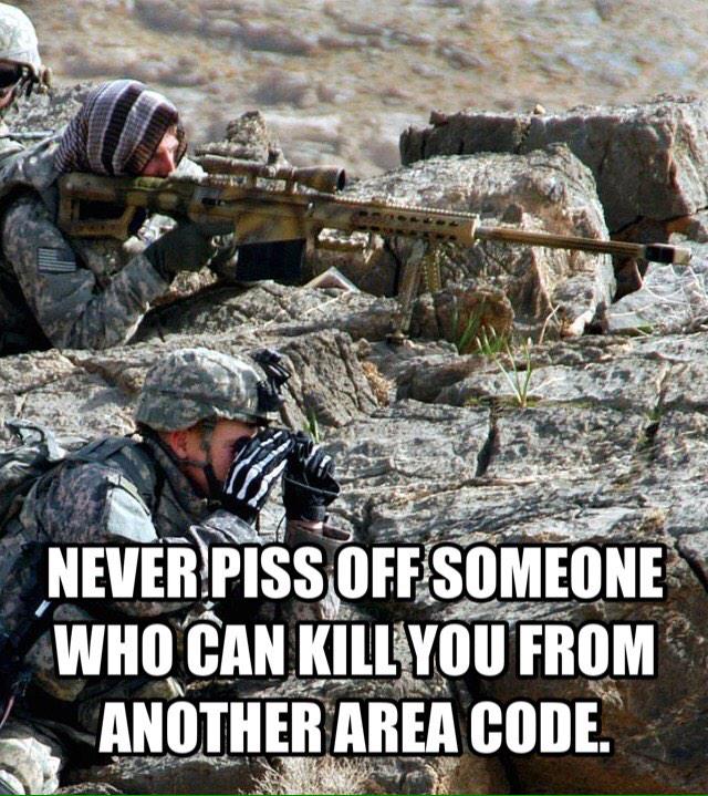 CaterW's tweet image. Rule number one when dealing with Snipers.... 
#AmericanSniper #MilitarySnipers #Snipers #Military #Veterans