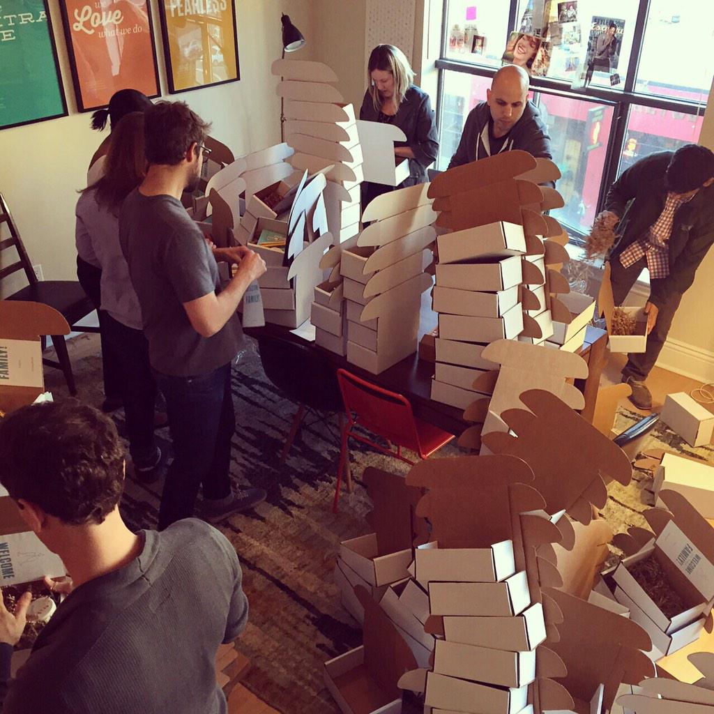 aleph's tweet photo. Giving back. “@honeybook: Putting together customer appreciation gifts. #startuplife #builders #ceoatwork http://t.co/CIYVnU3473”