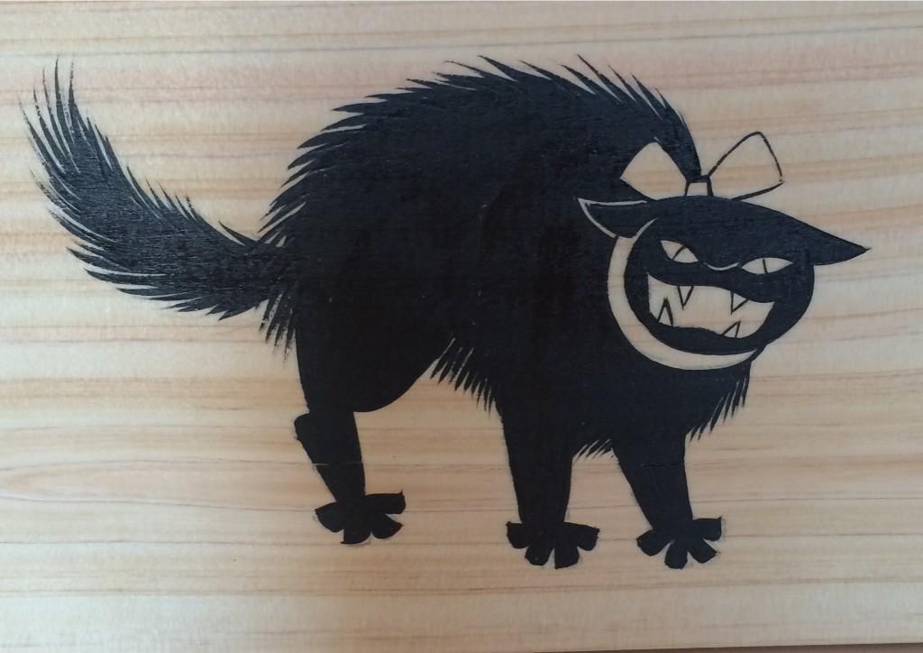 neko3nano4's tweet image. RT @ishiguroayako:   #CATISSUE 爪とぎアート展参加作品。黒猫側面。