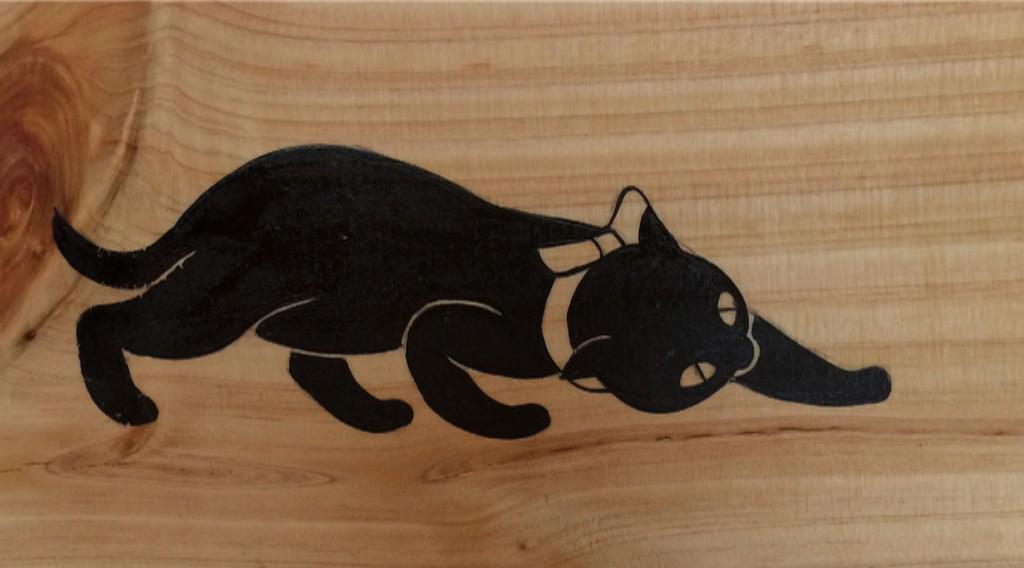 neko3nano4's tweet image. RT @ishiguroayako:   #CATISSUE 爪とぎアート展参加作品。黒猫側面。