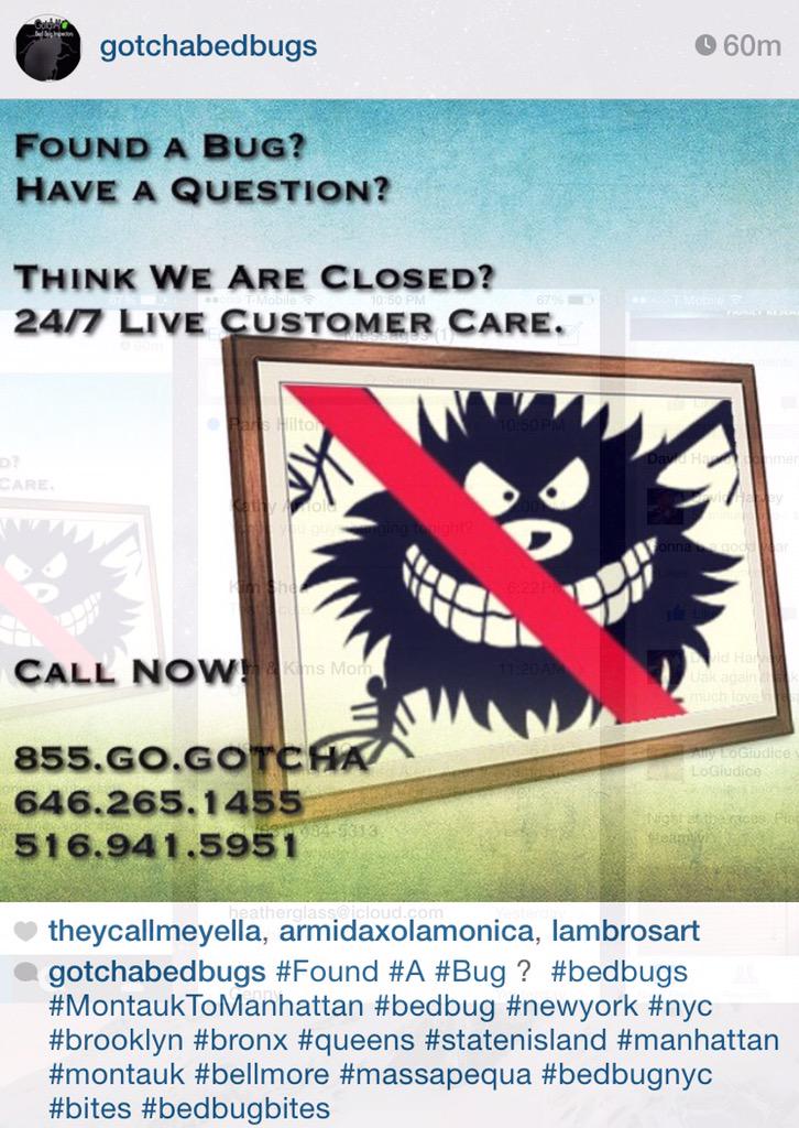 GotchABedBugs's tweet image. #Instagram?
We Do. #bedbugTips, #Coupons, a LOT of #pictures. #bedbugexperts  #findyou #montaukTOManhattan 
#bedbugs