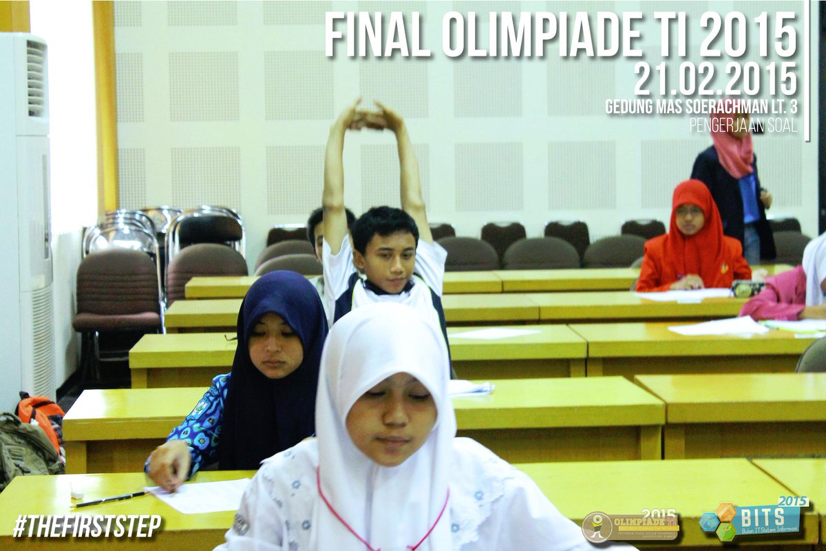 BITS2016's tweet photo. Waktu pengerjaan soal Final @olimpiadeTI telah selesai. Setelah ini para peserta akan mengikuti Ice Breaking section. http://t.co/4CH9x8LK4R