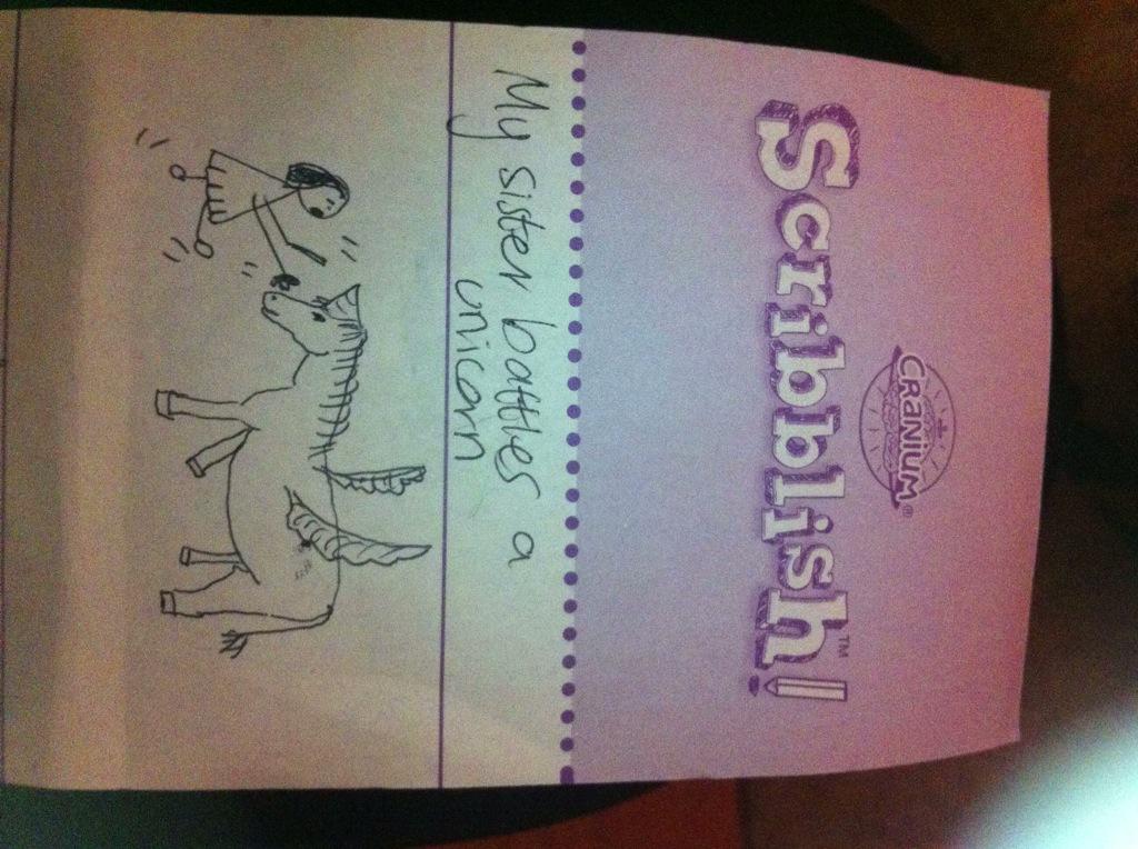 lealaselina's tweet photo. My #sister #battles a #unicorn #scribblish @javesxox @keiseli http://t.co/HsdvpRxHWl