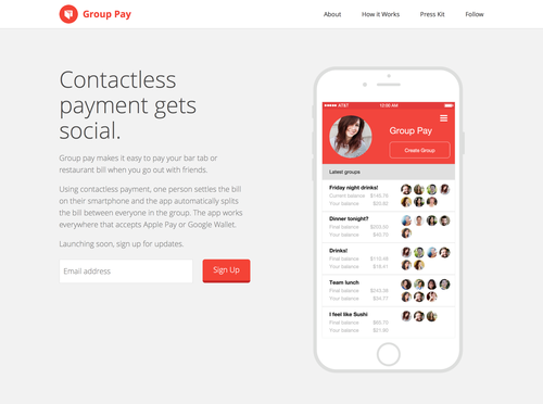 BetaList's tweet photo. Group Pay: Contactless payment gets social http://t.co/9ytTRvGQjD http://t.co/YlM0qABAnf