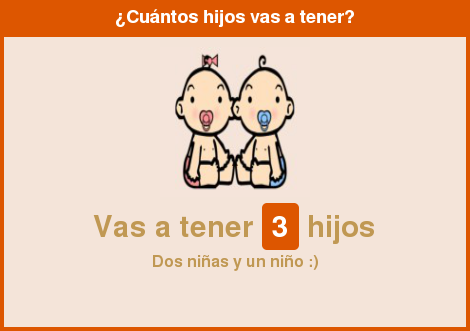 GinaMorelo's tweet photo. Vas a tener 3 hijos - Dos ni&amp;ntilde;as y un ni&amp;ntilde;o :) --> Realiza tu test en: http://t.co/4SMQwGXX6B http://t.co/ynEa1OqLbg