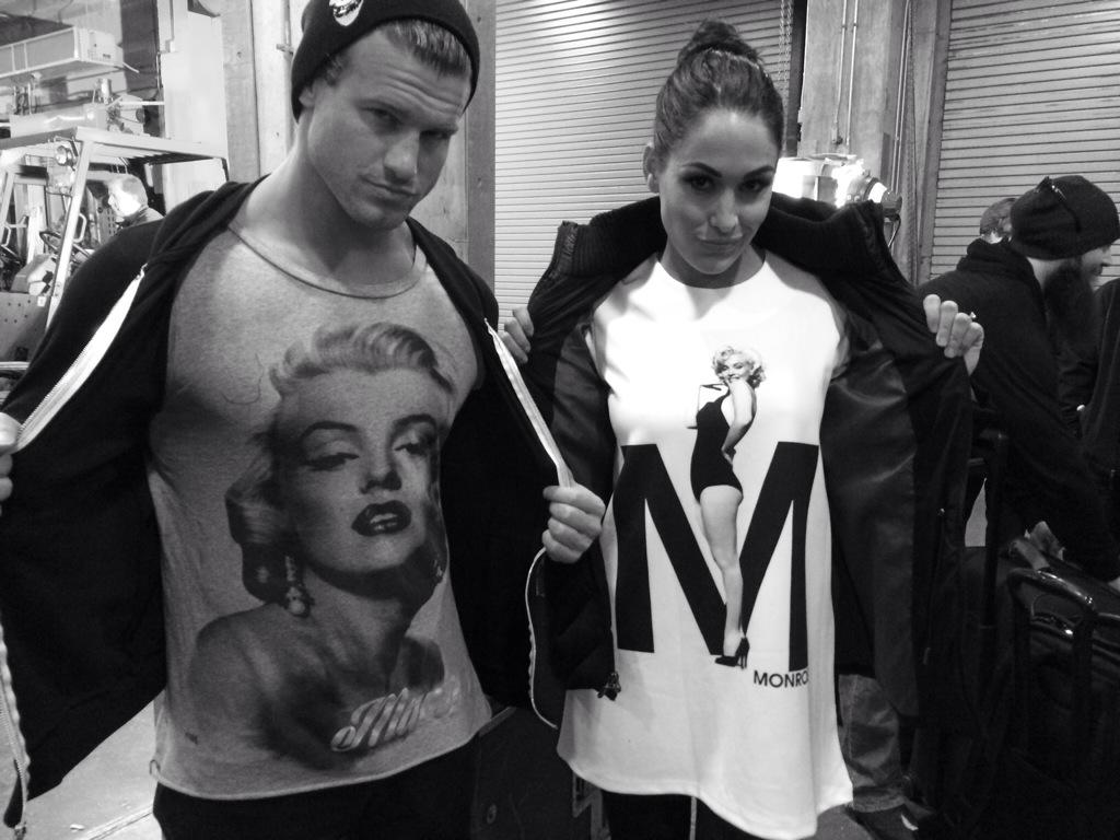 SupportBellas's tweet image. Ziggy &amp;amp; Brie wearing Marilyn's shirt. @HEELZiggler @BellaTwins