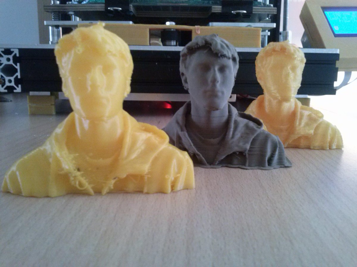 pzeups's tweet photo. From left to right, #ninjaflex #bronzefill #goldpla complete material collection! cc @ColorFabb @NinjaFlex3D http://t.co/ac2NWMpT89