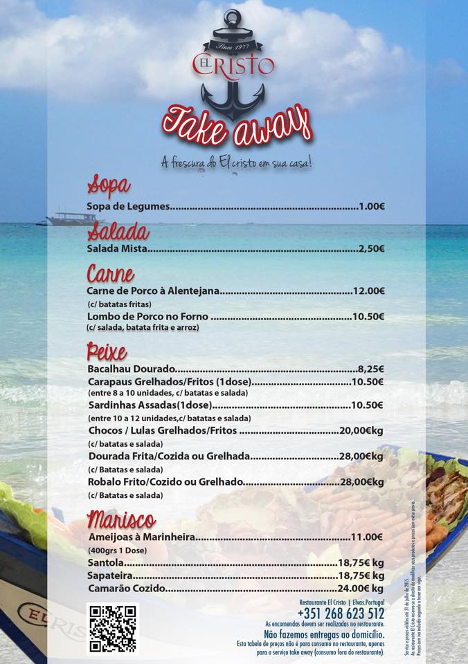 #takeaway #elcristo #preços