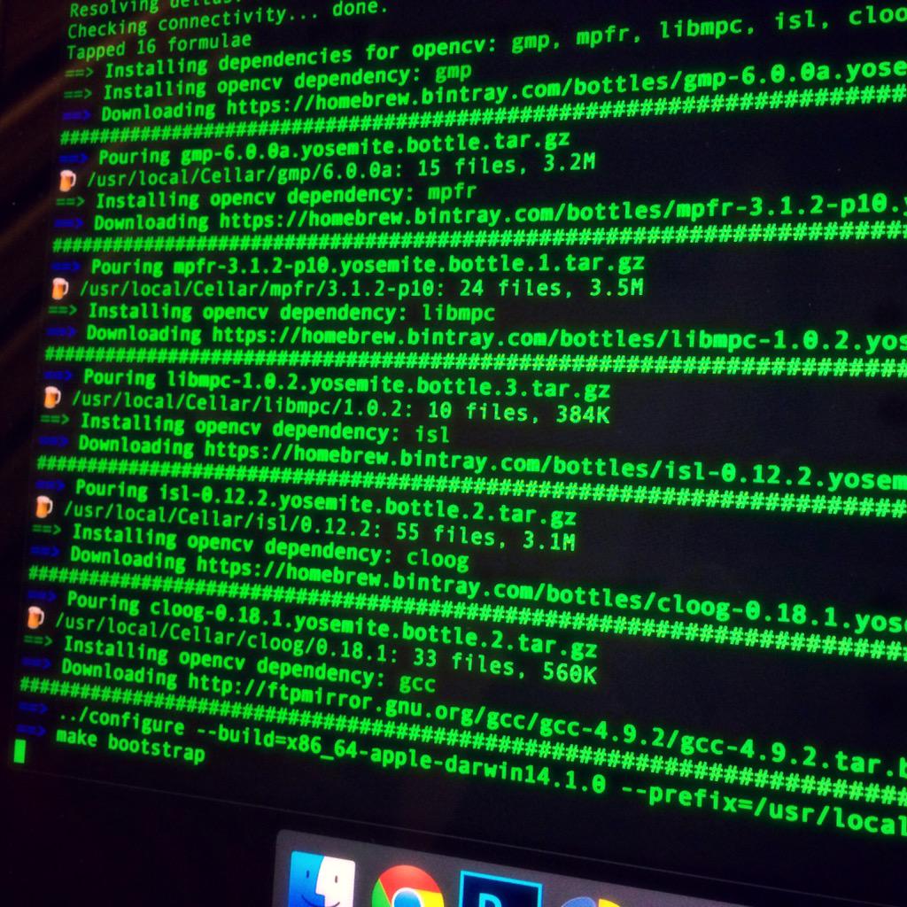 vixentael's tweet photo. Installing opencv #заряжаем_консервацию #douhack http://t.co/5W1R4SDFD9