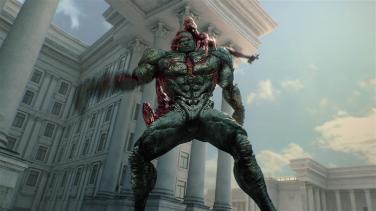 Resident Evil: Damnation (2012): Alexander Kozachenko sends many lickers to  help Leon fight a Super Tyrant. #reFYI, image size:1200x675