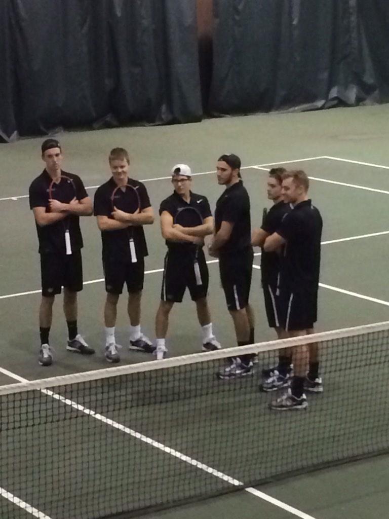 EKUSPORTSMED's tweet photo. @EKU_Tennis replacing their cancelled match with some friendly competition. #teamsaidi in black #teamalvaro in white http://t.co/p7Be7BD4Ew