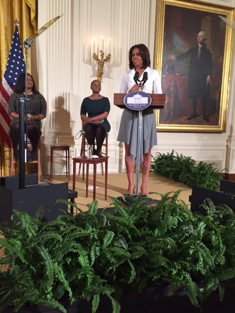 BritniDWrites's tweet photo. AWESOME! RT @Vanessa_KDeLuca: So THIS happened yesterday...can u tell how in awe I am of @Flotus? #essencewhitehouse http://t.co/Cvogy8QnXy