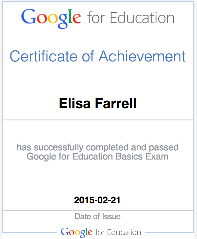 elisa_farrell's tweet image. One step closer to becoming a @GoogleForEdu Educator! #weekendpd #bucketlist #cisdlearns #rjlyear1 @coenraad5A