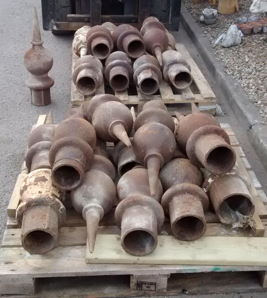 SalvageUK's tweet image. RT @mccartneysyard: large quantity of cast iron finials from @Newcastle tram line on Scotswood road see @SalvageUK