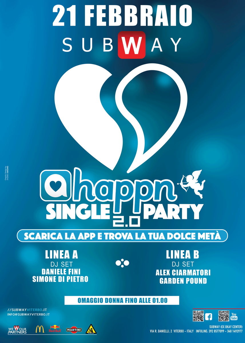 SubwayViterbo's tweet photo. Subway Viterbo è su Twitter @SubwayViterbo @evento "Single Party" con la App HAPPN http://t.co/wqZpd12LDj