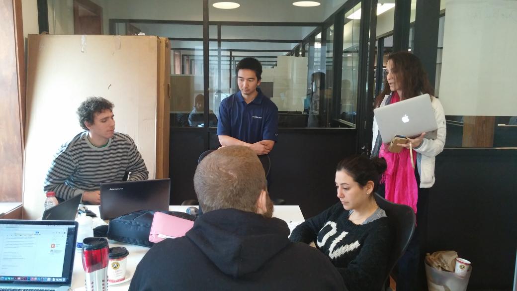 mjcarter's tweet photo. A nice way to spend Saturday! RT @FinTExChicago: Let the @YIDeveloper @jswatton mentoring begin! #SWCHIFIN #FinTech http://t.co/gtlsinoUUf