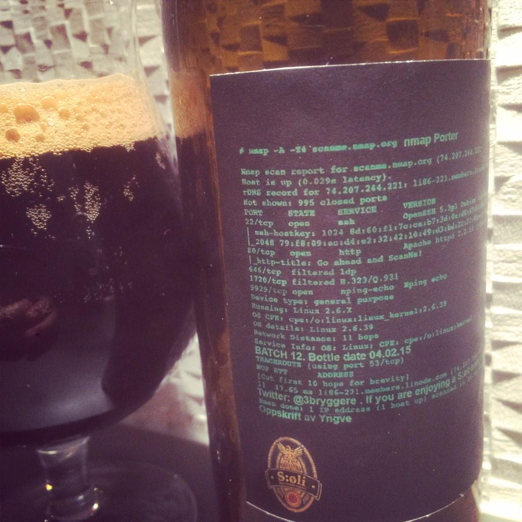 3Bryggere's tweet image. #nmap #porter #heaven #homebrew @ovemalvin @yfjohans @schnells
