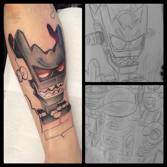 Otherbots's tweet image. Sleeve in the makeing! 💀 #underprogress #wip #newschool #newschoolartist #robot #robottattoo #tattoo #tatuering #st…