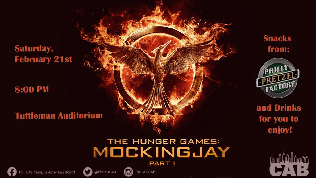 JeffersonEFCAB's tweet photo. TONIGHT! Come out, get cozy and watch Mockingjay Part 1 @ 8 in Tuttleman Auditorium! http://t.co/smrgDHuehq