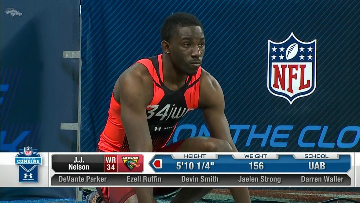 Broncos's tweet photo. There’s QUICK. 

There’s FAST.

There’s @UABathletics’ J.J. Nelson: 

Watch this: [http://t.co/4JFLCPb9op] http://t.co/Ealv3OeeCL