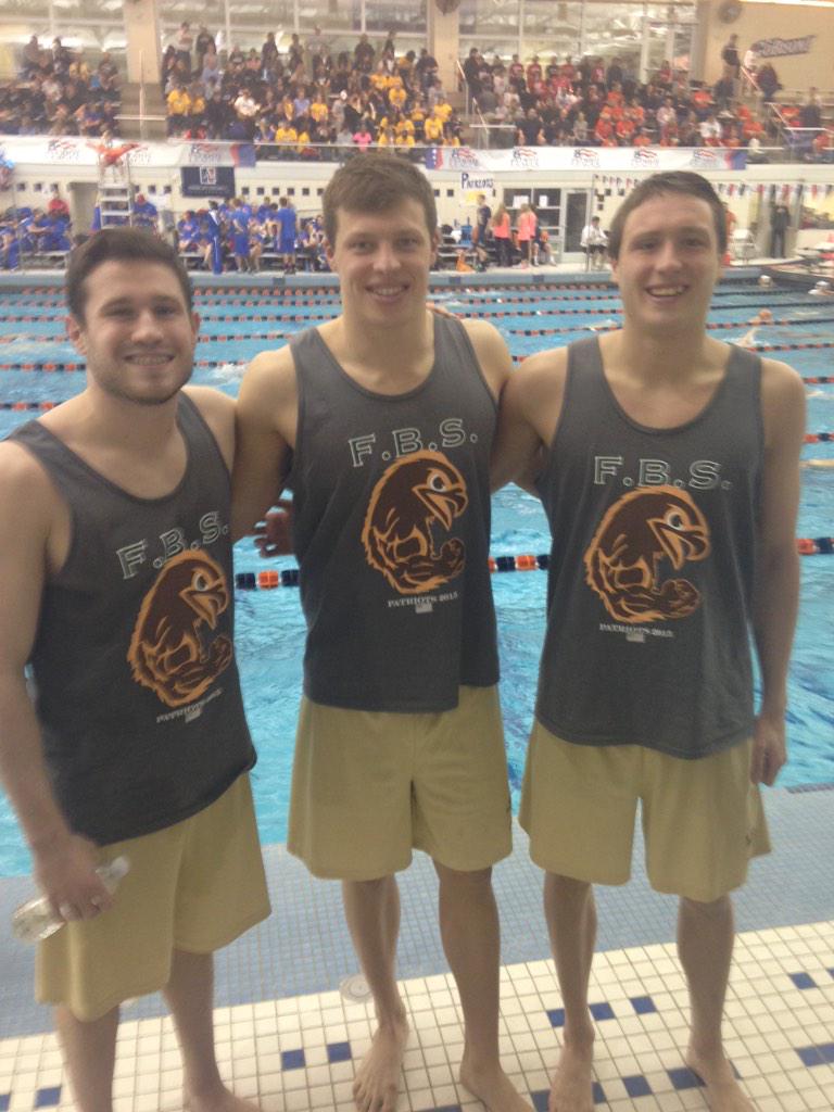 LehighSwimDive's tweet photo. Some of our retirees living it up as the cheer squad. Danny didn't get the memo about the uniform... #LehighDistance http://t.co/r11KCAQG8B