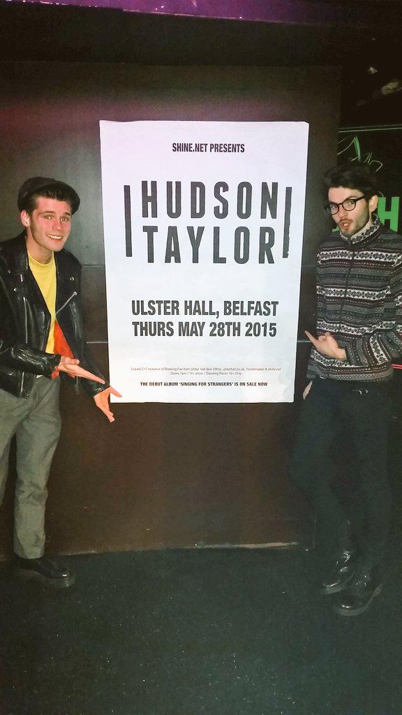 HudsonTaylor's tweet photo. AAAAAhhh!! Belfast that was ridiculously FUN!! Thanks for the birthday singing for @AlfieHudTay... Seeya in May? X h http://t.co/ZBHARUxl0Z