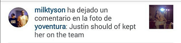 biebersmaniabr's tweet photo. "Justin deveria ter mantido ela [Yovanna] na equipe" - comentário de Milk Tyson na foto de Yovanna com Justin no IG 👀 http://t.co/NsjcnIrfrJ