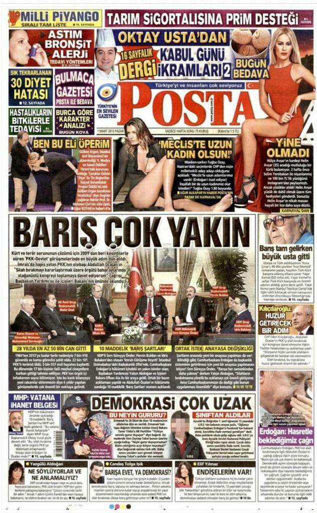 01 Mart 2015 Pazar Gazete Manşetleri