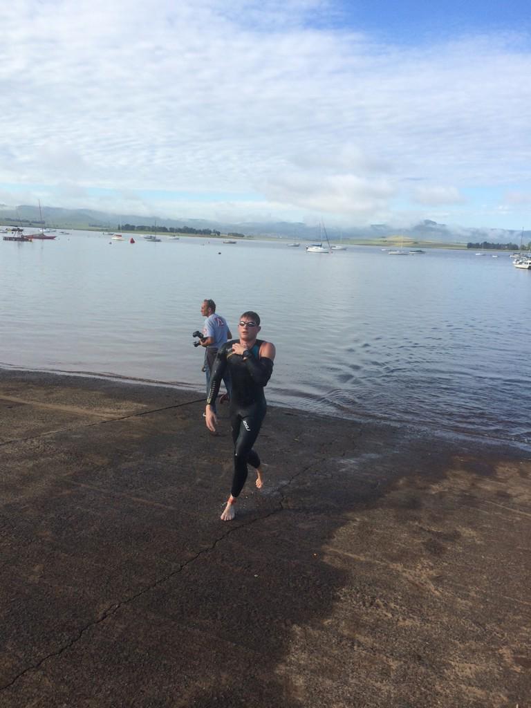 Mark De Swart leading out the swim of the ultra <a href="/MidlandsULTRA/">Midlands Ultra Tri</a> with a BIG lead!!