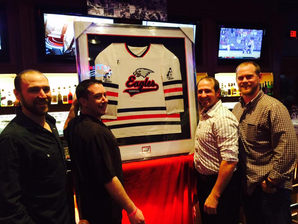 innisfaileagles's tweet photo. A great big thank you to @bostonpizza Innisfail for all your support retro jersey to hang in lounge http://t.co/ankzVoDujB