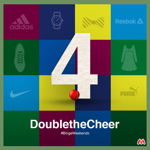myntra's tweet photo. And that's a 4!!! Awesome #IndiavsSA #SAvsIND #BingeWeekends http://t.co/ymDGAzN64C