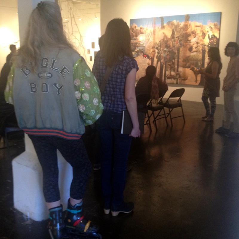 KalaInstitute's tweet photo. I love this roller blader at #SeeingTime gallery talk w/ Freddy Chandra, Ranu Muhkerjee + @Desiree_Holman. http://t.co/HxDS0ZgIKt