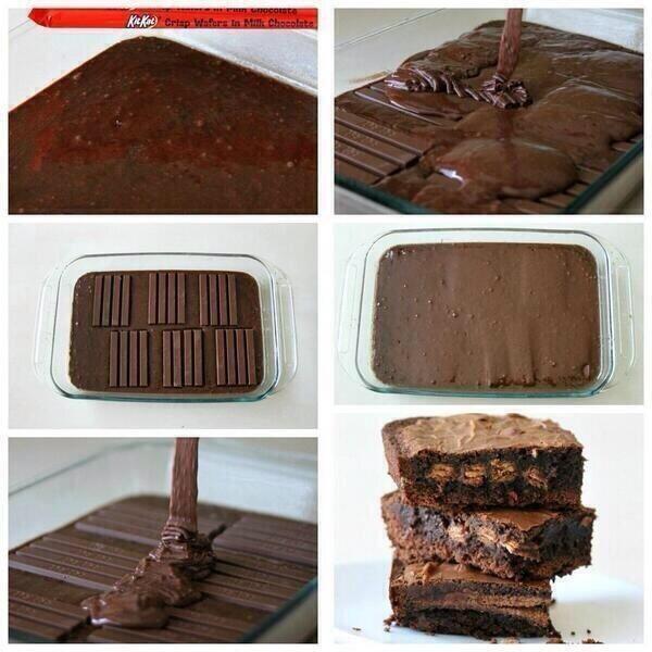 FanaticFeel's tweet photo. how to make Kit Kat brownies http://t.co/zcu9cGneKw