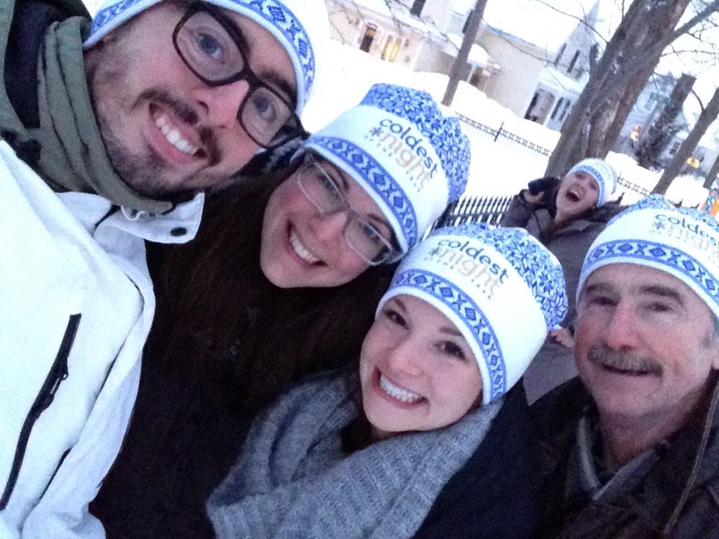 Sarahvpiercy's tweet photo. @coldest_night Coldest Night of the Year walk-a-thon complete! Thanks to my sponsors @Lauren_C_Mc and @TorShez http://t.co/uE8mPzITLx