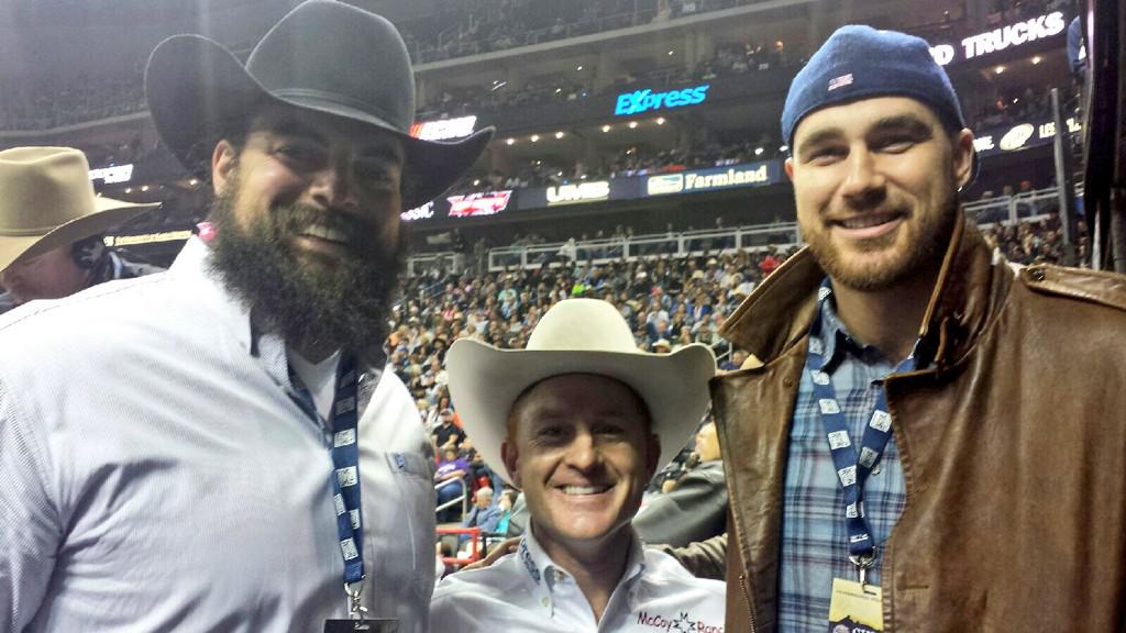Look who we found hanging out with <a href="/CordMcCoy/">Cord</a> at #PBRKC, @KCChiefs TE <a href="/tkelce/">Travis Kelce</a> &amp; @T_Critt!