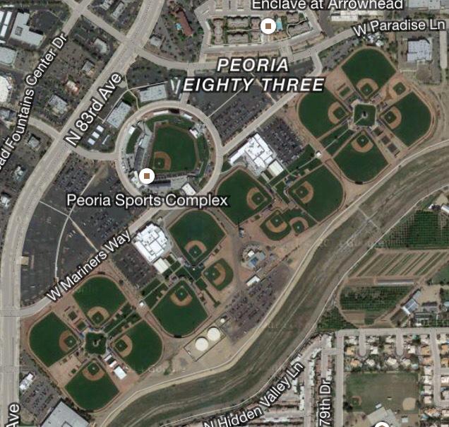 MLB Cathedrals on X: Cactus League Spring Training complexes via Google  Maps. (5/10) Peoria Sports Complex #Padres #Mariners   / X