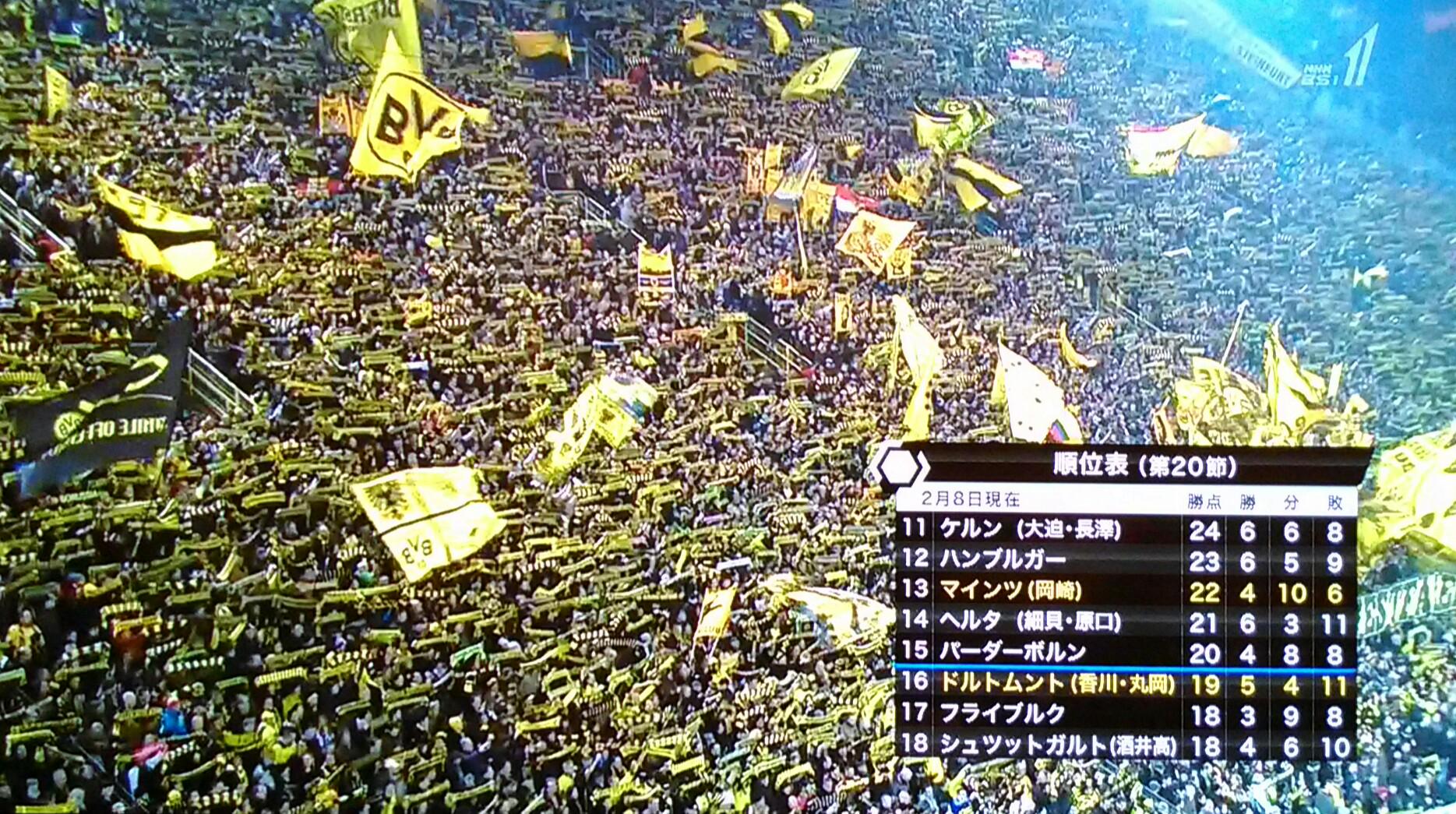 うみのこ号 こんな成績だけど 相変わらずドルトムントのホームの応援は凄いなぁ シンジダービー Http T Co Hcudscdse5